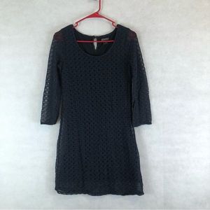 Lucky Brand dress black lace 3/4 sleeve back zipper